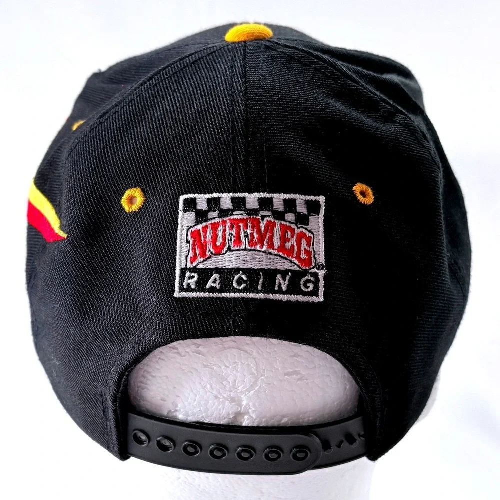 Vintage 90s Nutmeg Mills Rusty Wallace 2 Black Snapback Racing Hat Cap